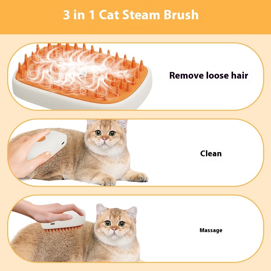 Petvex USB Rechargeable Steam Pet Grooming Brush – Self-Cleaning Comb Tool - Image 6