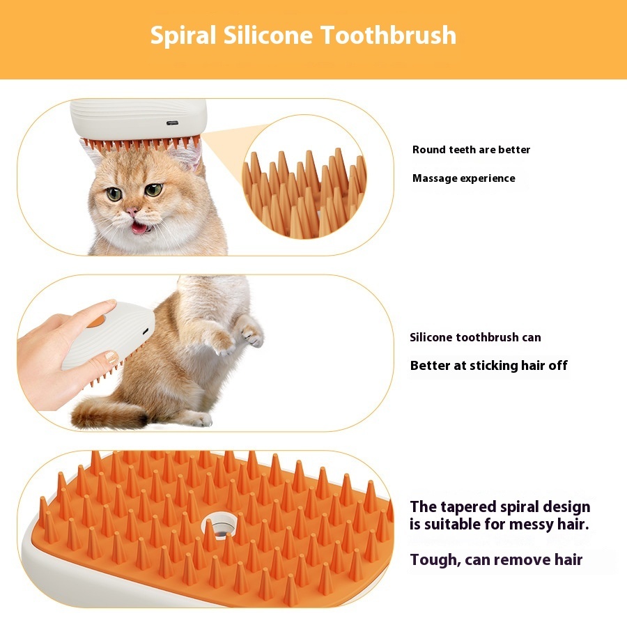 Petvex USB Rechargeable Steam Pet Grooming Brush – Self-Cleaning Comb Tool - Image 4