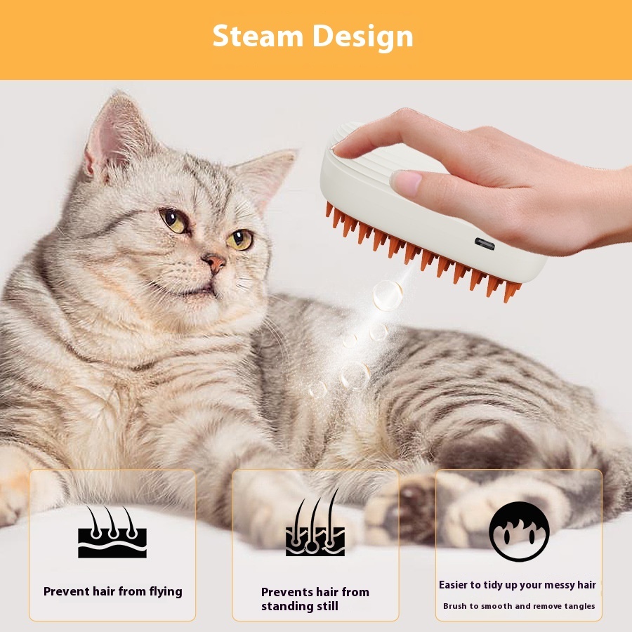 Petvex USB Rechargeable Steam Pet Grooming Brush – Self-Cleaning Comb Tool - Image 7